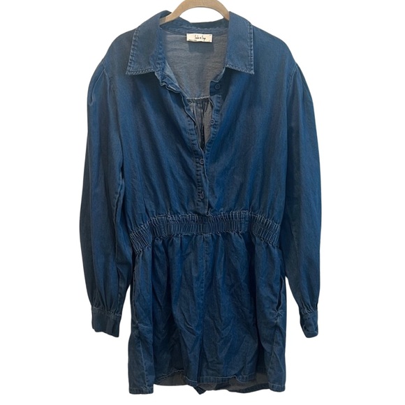 Sadie & Sage Pants - Blue Denim Long Sleeve Romper